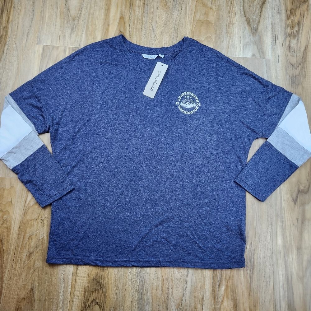 🩵NWT Blue Leavenworth Washington Drop Shoulder Top Men's Large